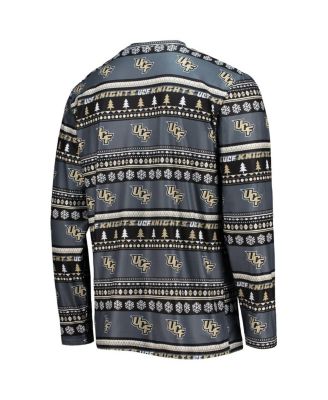 Men's Charcoal UCF Knights Ugly Sweater Long Sleeve T-shirt and Pants Sleep Set