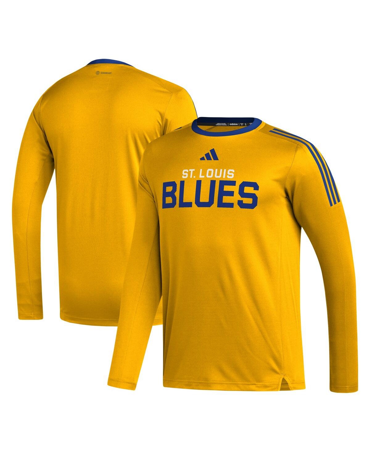 Shop Adidas Originals Men's Adidas Gold St. Louis Blues Aeroready Long Sleeve T-shirt