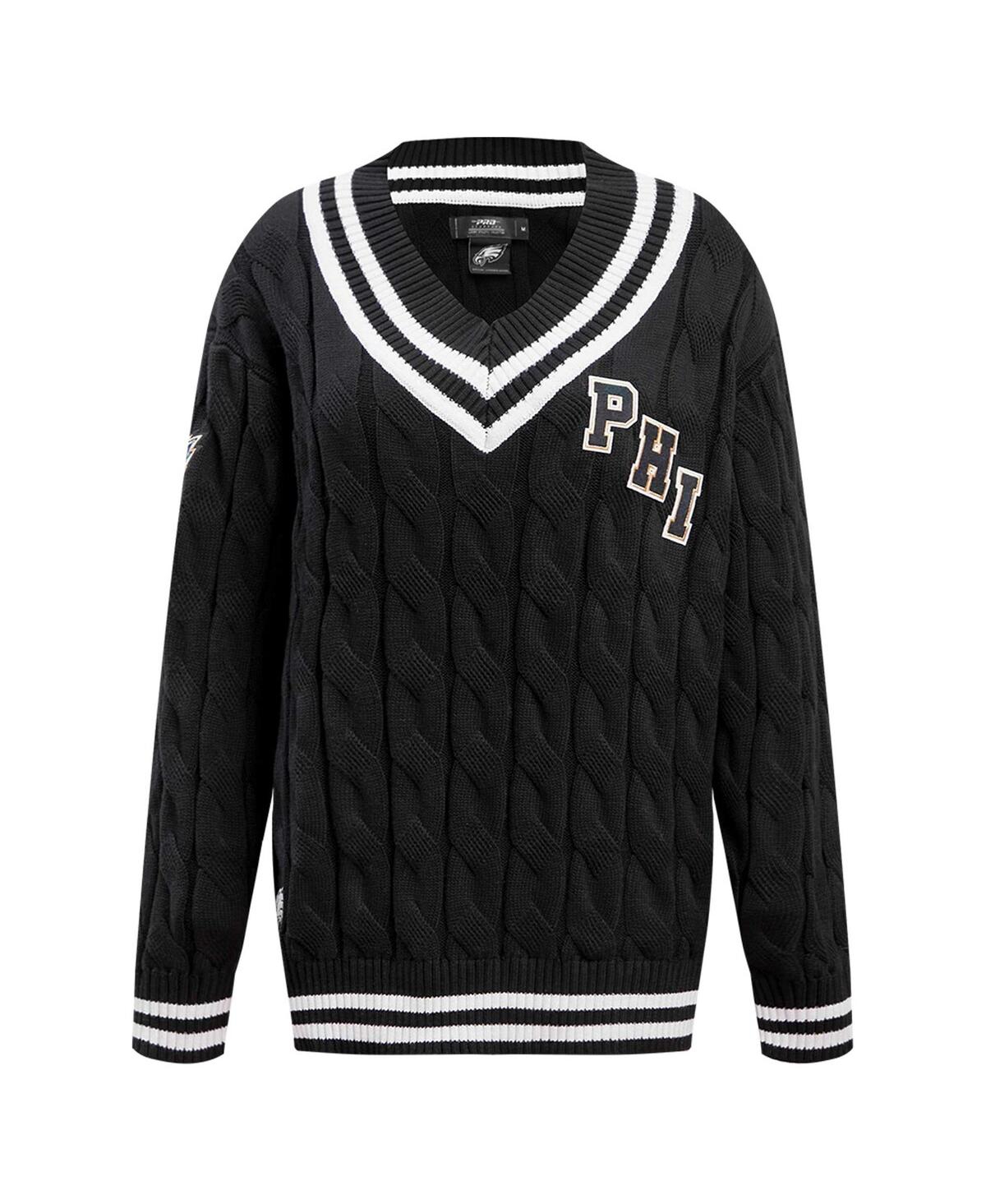 Women's Pro StandardPhiladelphia Eagles Prep V-Neck Pullover Sweater - Black