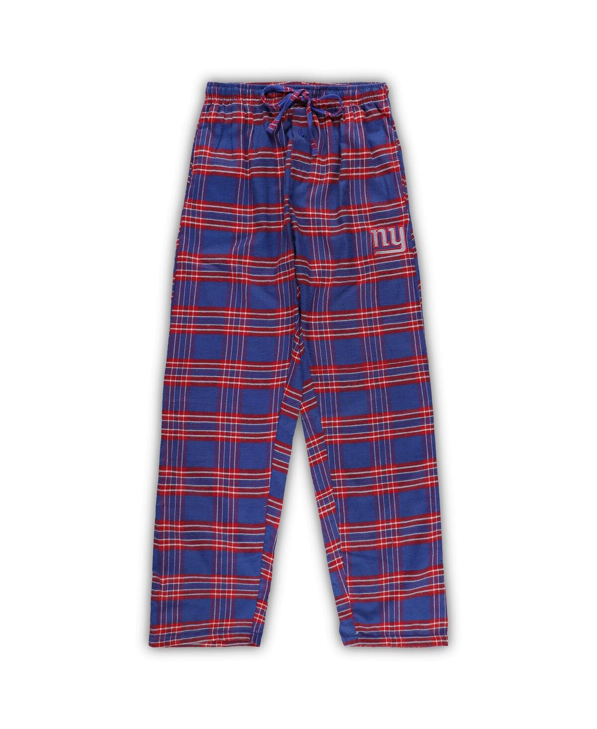 Shop Concepts Sport Men's  Royal, Red Distressed New York Giants Big And Tall Flannel Sleep Set In Royal,red