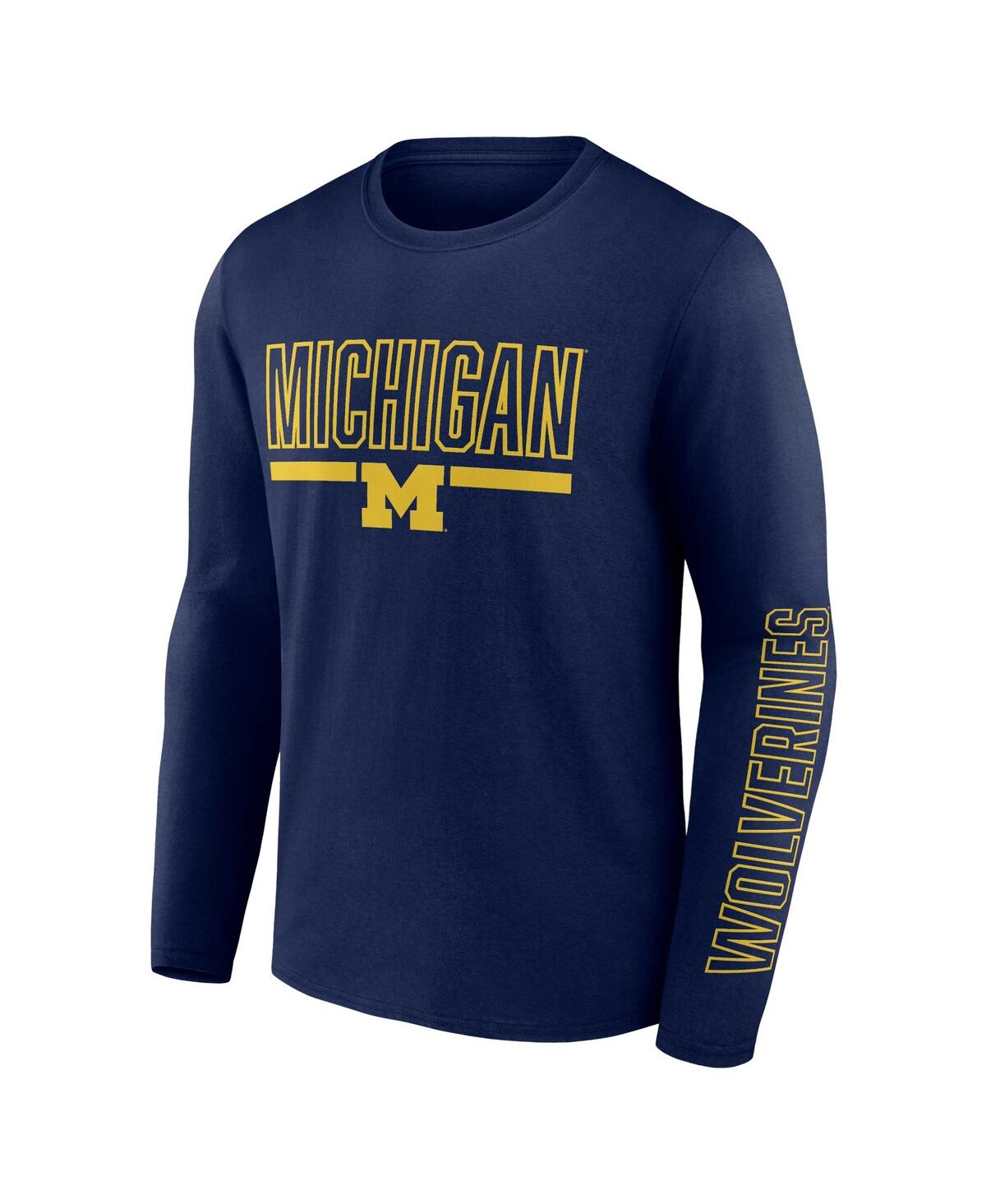 Men's ProfileMichigan Wolverines Big and Tall Two-Hit Graphic Long Sleeve T-shirt - Navy