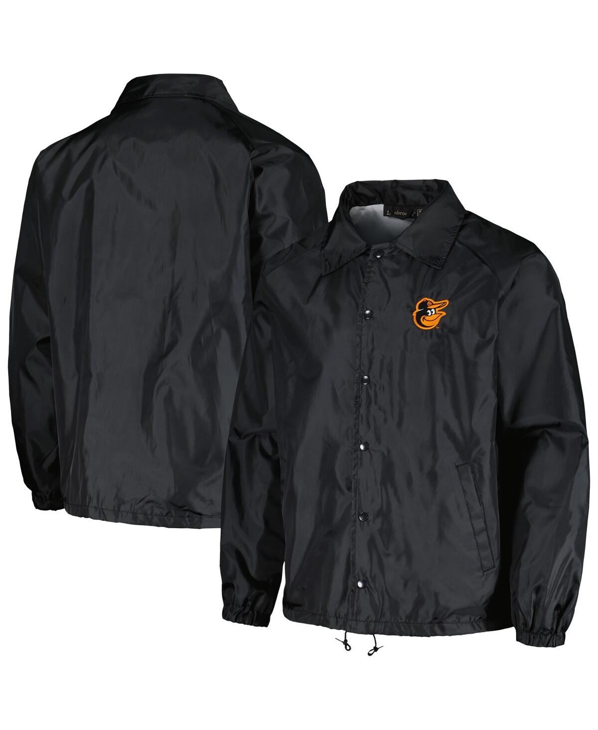 DUNBROOKE MEN'S DUNBROOKE BLACK BALTIMORE ORIOLES COACH'S RAGLAN FULL-SNAP WINDBREAKER JACKET 