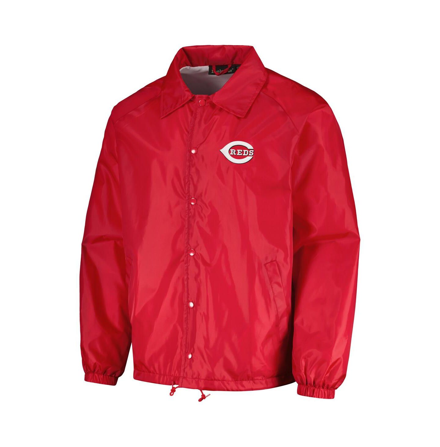 Мужская куртка Dunbrooke Red Cincinnati Reds Coach's Raglan Full-Snap Windbreaker — фото 4