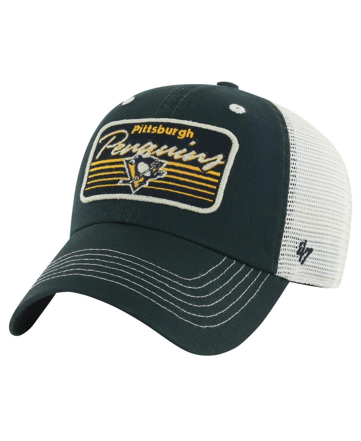 47 Brand Men's ' Black Pittsburgh Penguins Five Point Patch Clean Up Adjustable Hat