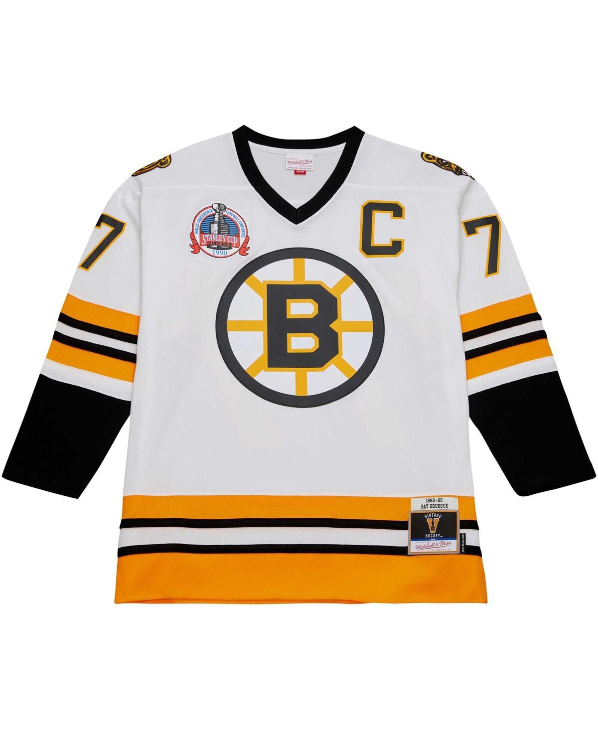 Men's Mitchell & Ness Ray BourqueBoston Bruins Captain Patch 1989/90 Blue Line Player Jersey - White