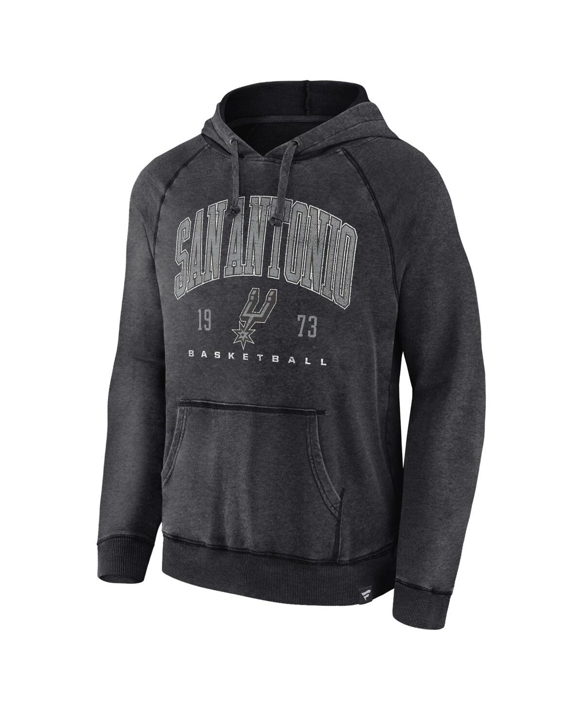 Men's FanaticsDistressed San Antonio Spurs Foul Trouble Snow Wash Raglan Pullover Hoodie - Heather Charcoal