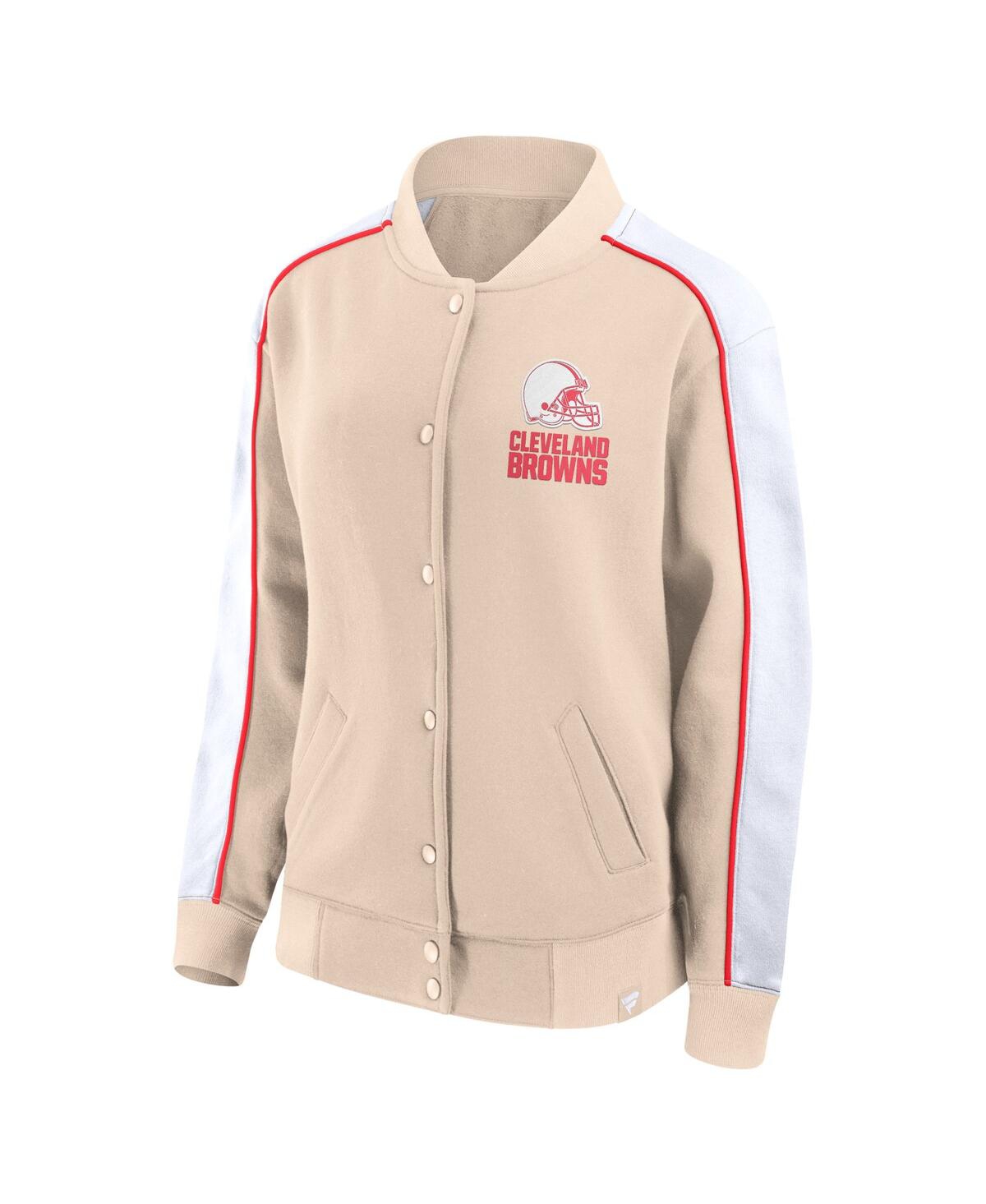 Women's FanaticsCleveland Browns Lounge Full-Snap Varsity Jacket - Tan