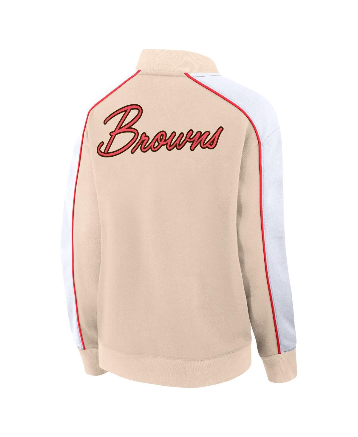 Women's FanaticsCleveland Browns Lounge Full-Snap Varsity Jacket - Tan
