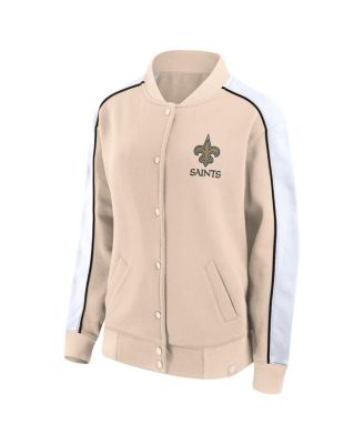 Women's Tan New Orleans Saints Lounge Full-Snap Varsity Jacket