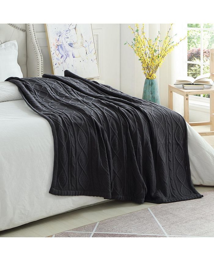 Cozy Tyme Gaston Cable Knit Throw Blanket 50"x60" Macy's