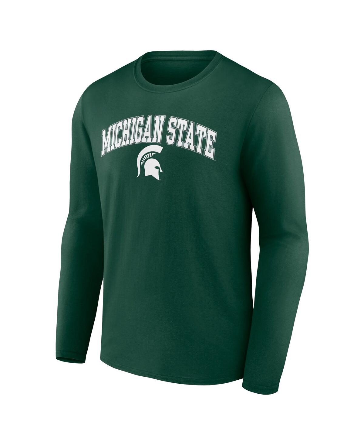 Shop Fanatics Men's  Green Michigan State Spartans Campus Long Sleeve T-shirt