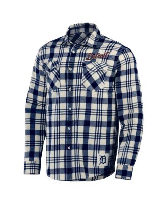 Men's Darius Rucker Collection by Navy Detroit Tigers Plaid Flannel Button-Up Shirt
