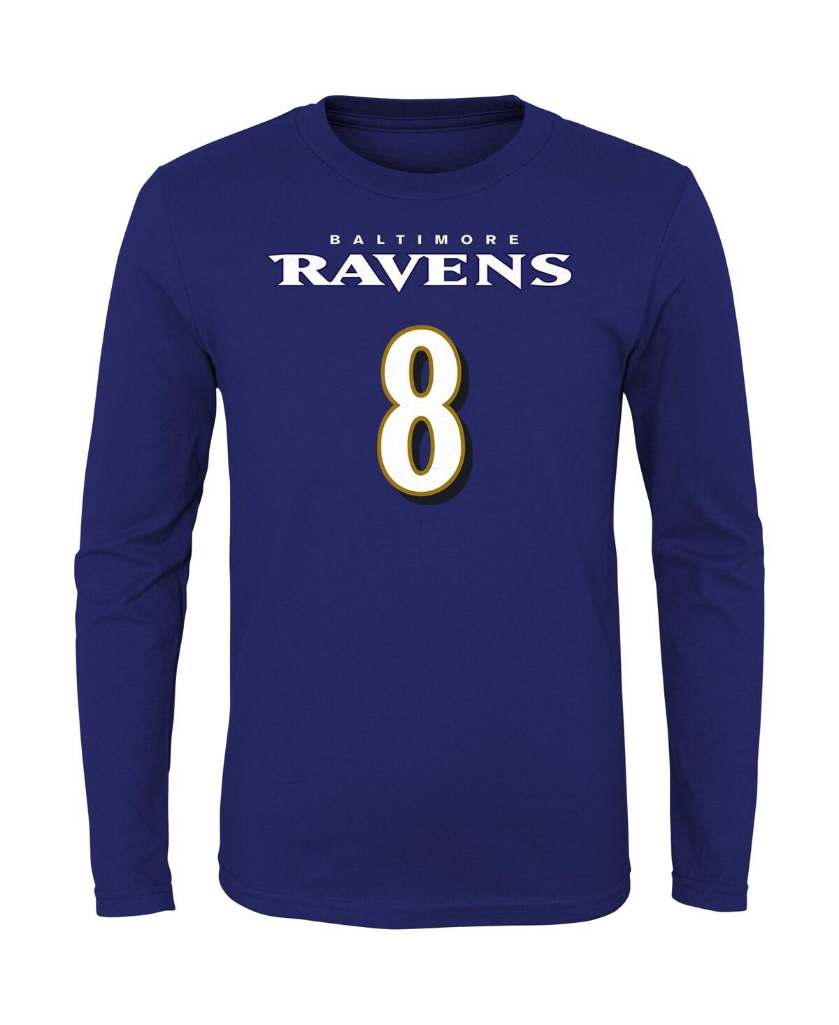 Shop Outerstuff Big Boys Lamar Jackson Purple Baltimore Ravens Mainliner Player Name And Number Long Sleeve T-shirt