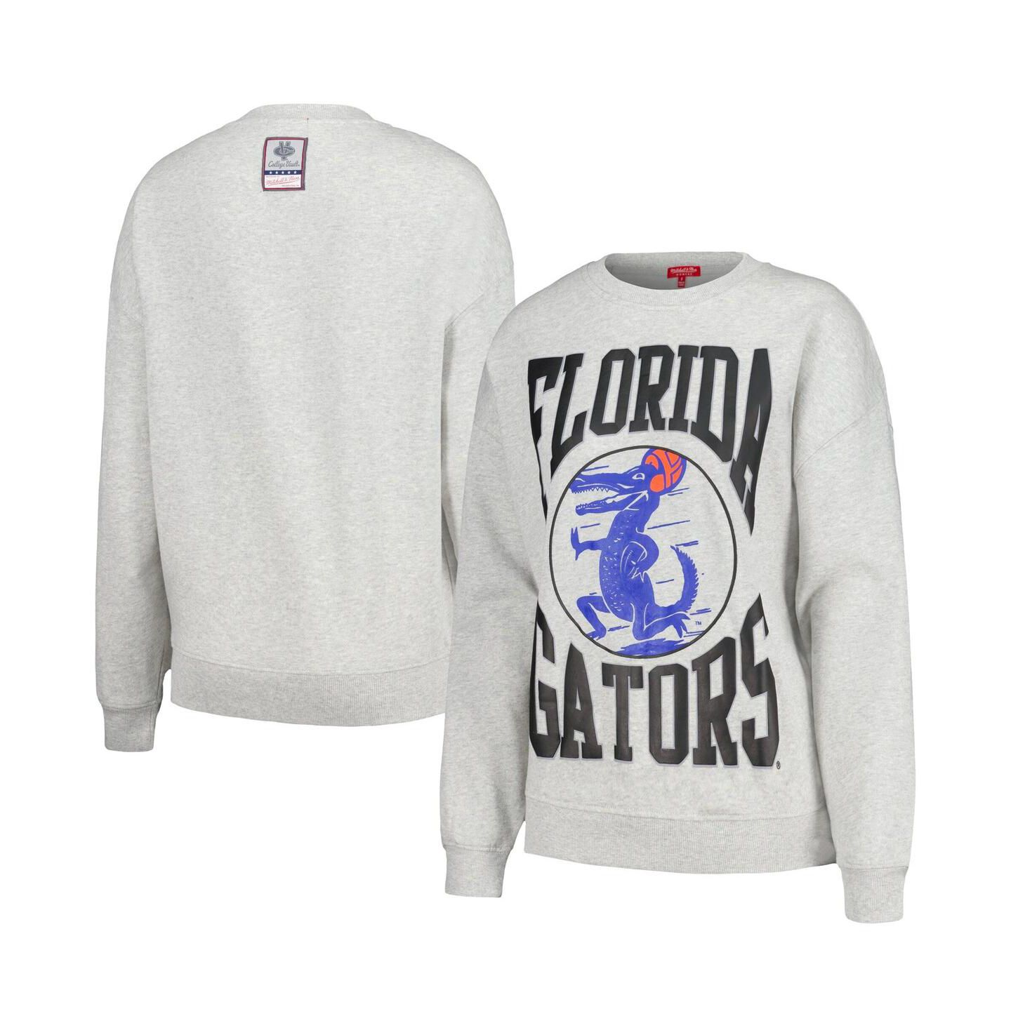Женская толстовка Mitchell & Ness Heather Gray Florida Gators Oversized Logo Lightweight Pullover — фото 1