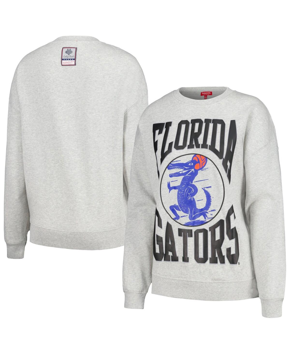 Shop Mitchell & Ness Women's  Heather Gray Florida Gators Oversized Logo Lightweight Pullover Sweatshirt