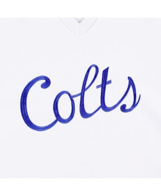 Women's White Indianapolis Colts Cheer V-Neck Fleece Pullover Sweatshirt