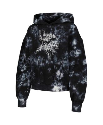 Women's Black Minnesota Vikings Tie-Dye Cropped Pullover Hoodie