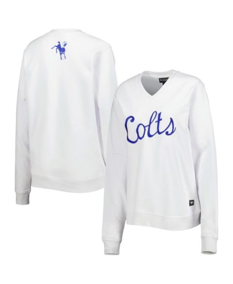 Женский свитшот The Wild Collective White Indianapolis Colts Cheer V-Neck Fleece Pullover