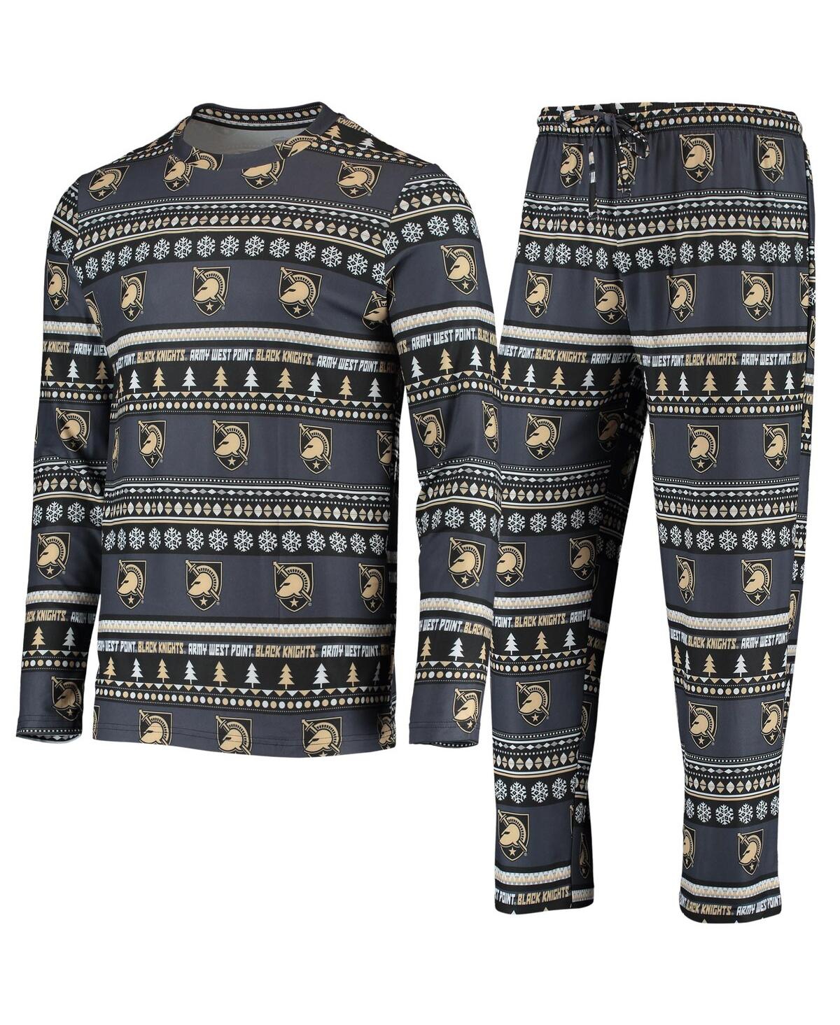Men's Concepts Sport Black Army Black Knights Ugly Sweater Knit Long Sleeve Top and Pant Set - Black