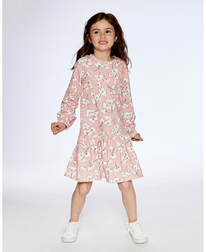 Deux par Deux Girl French Terry Dress Pink Jasmine Flower Print ...