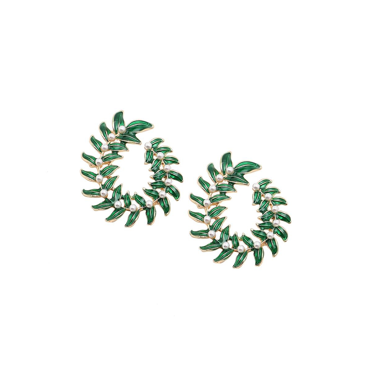Women's Green Wreath Drop Earrings - Green