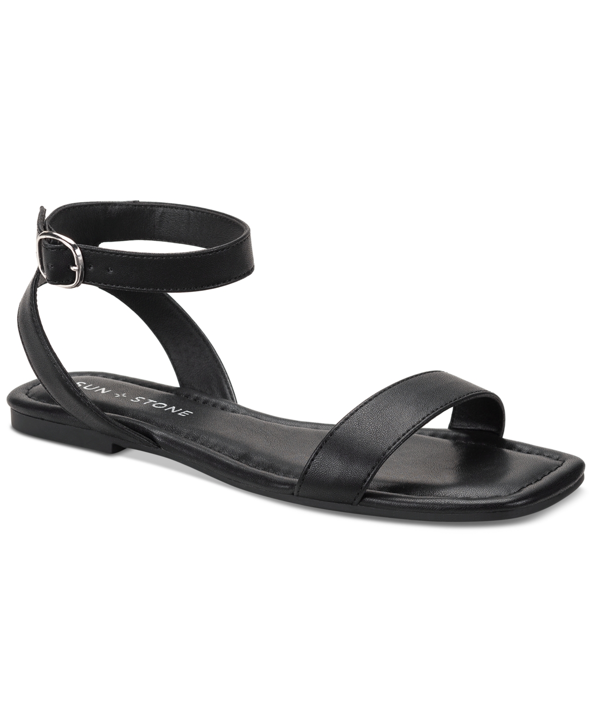 Shop Sun + Stone Quebecc Ankle-strap Flat Sandals, Created For Macy's In Black