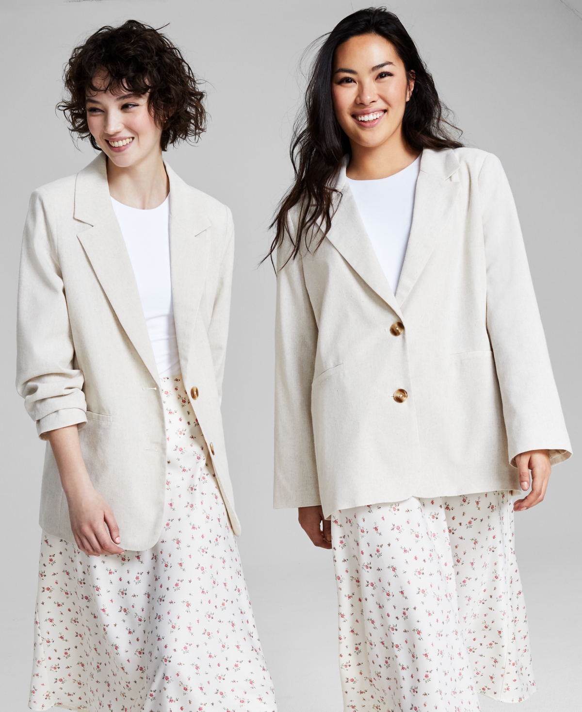 Women's Linen Blend Blazer, Created for Macy's - White
