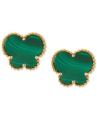 EFFY&reg; Malachite Butterfly Silhouette Stud Earrings in 14k Gold