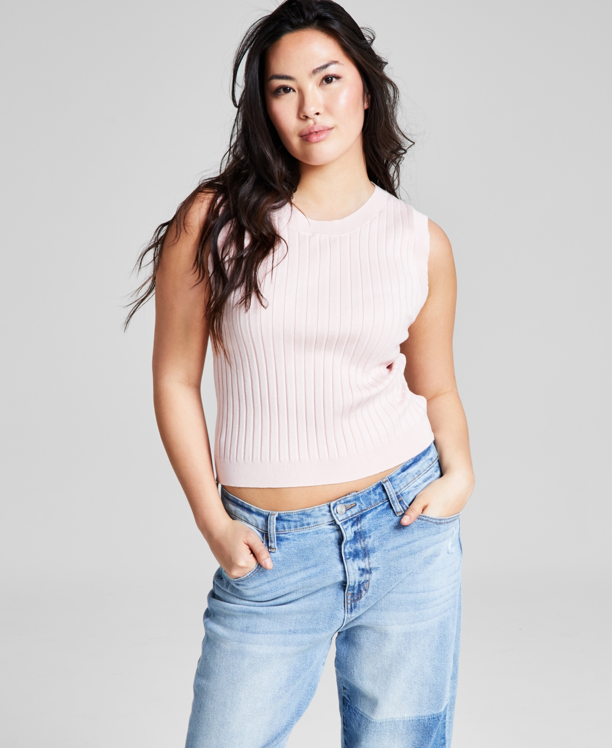 And Now This Women's Ribbed Sleeveless Sweater Tank In Lotus Pink
