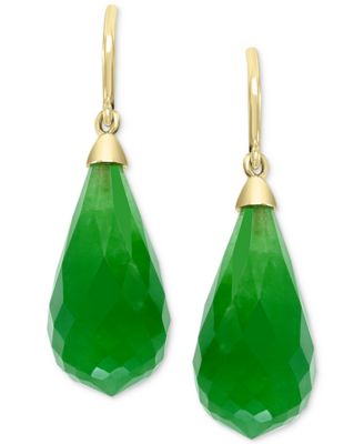 EFFY&reg; Dyed Jade Fancy-Cut Briolette Drop Earrings in 14k Gold