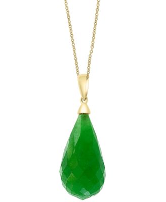 EFFY&reg; Dyed Jade Fancy-Cut Briolette 18" Pendant Necklace in 14k Gold