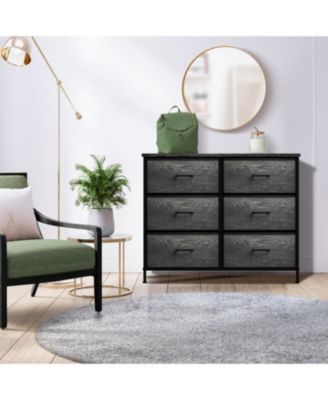 6 Drawers Dresser- Storage Unit with Steel Frame, Wood Top, Fabric Bins - for Bedroom, Closet, Office and more