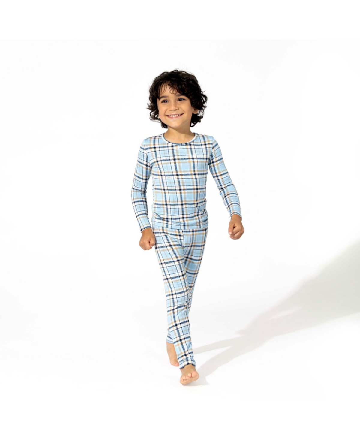 Bellabu Bear Unisex KidsSet of 2 Piece Pajamas - Holiday plaid blue