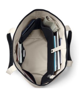 Large 5 Pocket Open Top Long Handle Canvas Tote Bag