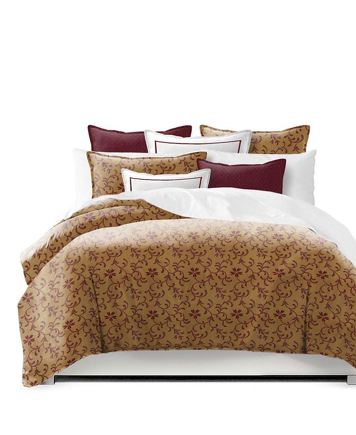 6ix Tailors Fine Linens Rima Copper Cranberry Queen Duvet Cover & 2 Shams Set, Plus 2 Bonus