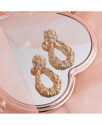 Women's Gold  Textured Teardrop Earrings