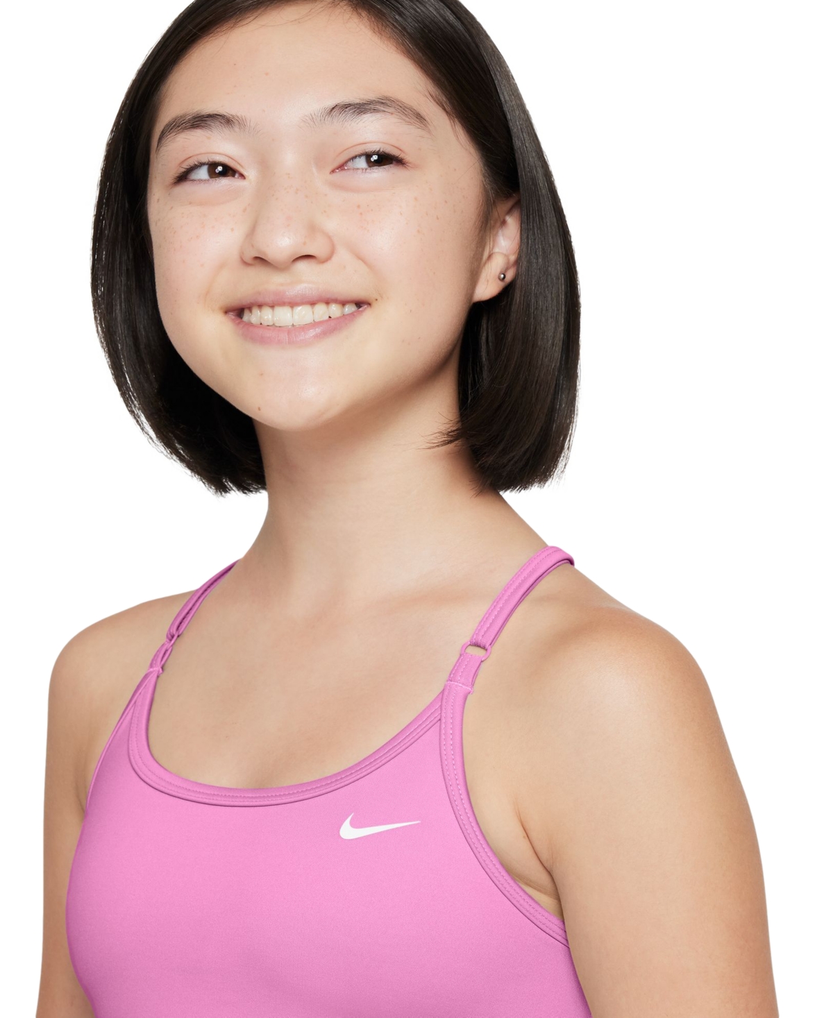 Nike Big Girls Dri-fit Indy Tank Sports Bra -white