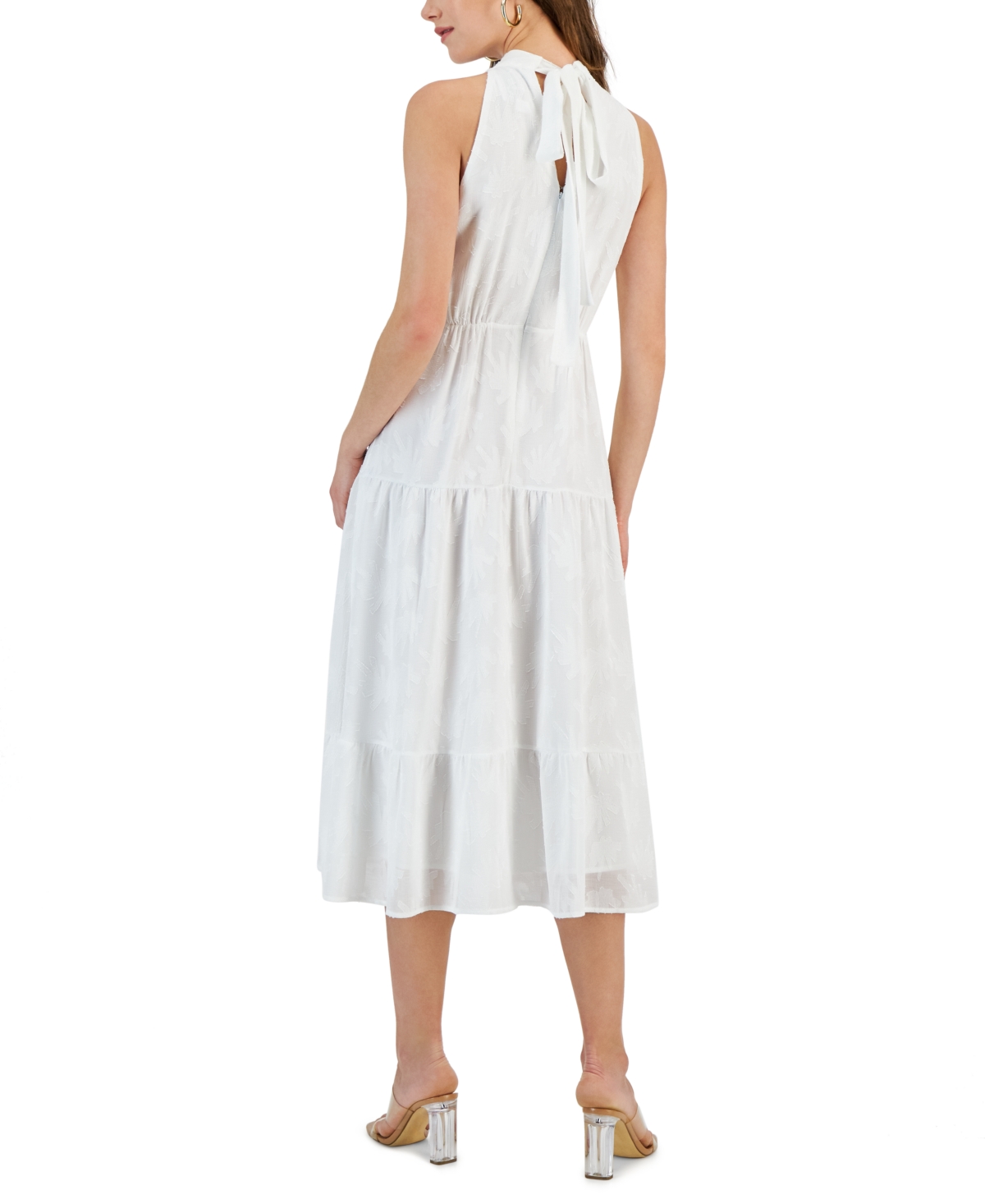 Shop Sam Edelman Women's High-neck Tie-back Midi Dress In White