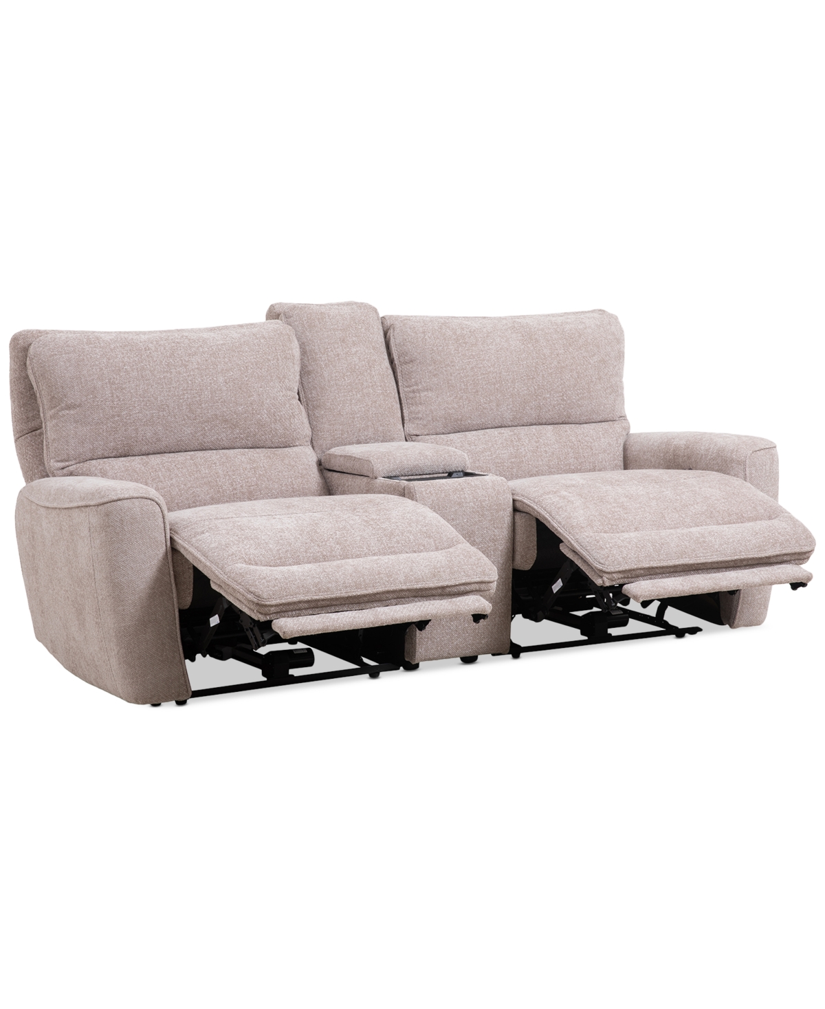 Macy's Deklyn 89" 3-pc. Zero Gravity Fabric Sofa With 2 Power Recliners & 1 Console, Created For  In Cobblestone