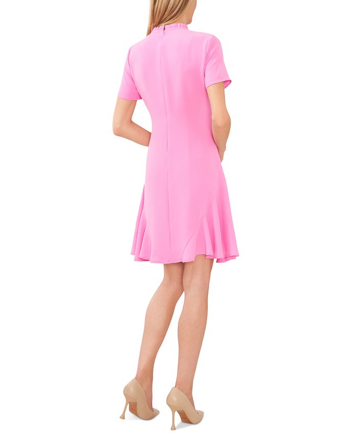 CeCe Women's Ruffle Neck Short Sleeve Godet A-Line Dress - Macy's