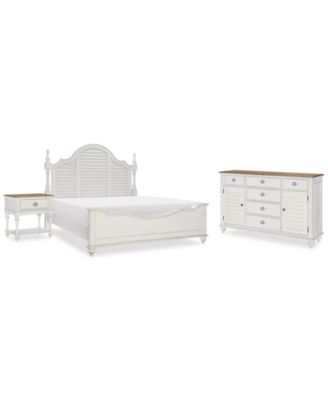 Mandeville 3pc Bedroom Set (Louvered Queen Bed + Louvered Dresser + 1-Drawer Nightstand)