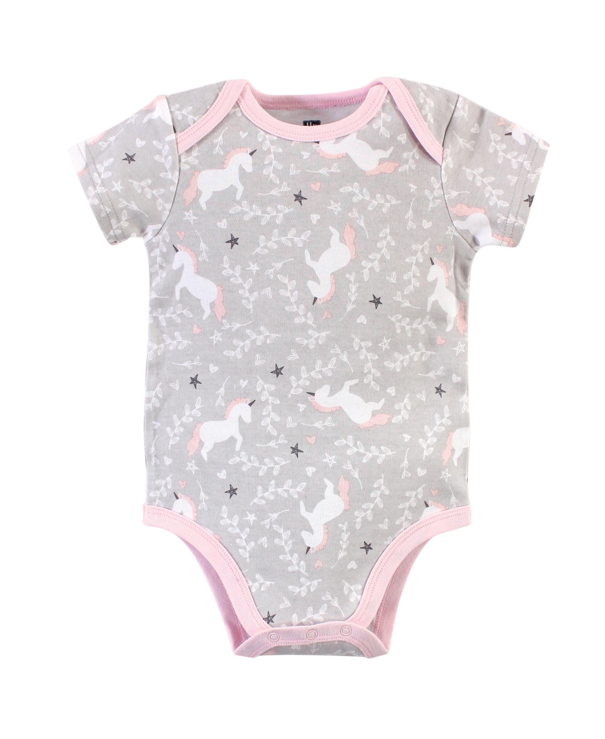 Hudson Baby Baby Girls Cotton Bodysuits 3pk,- Whimsical unicorn