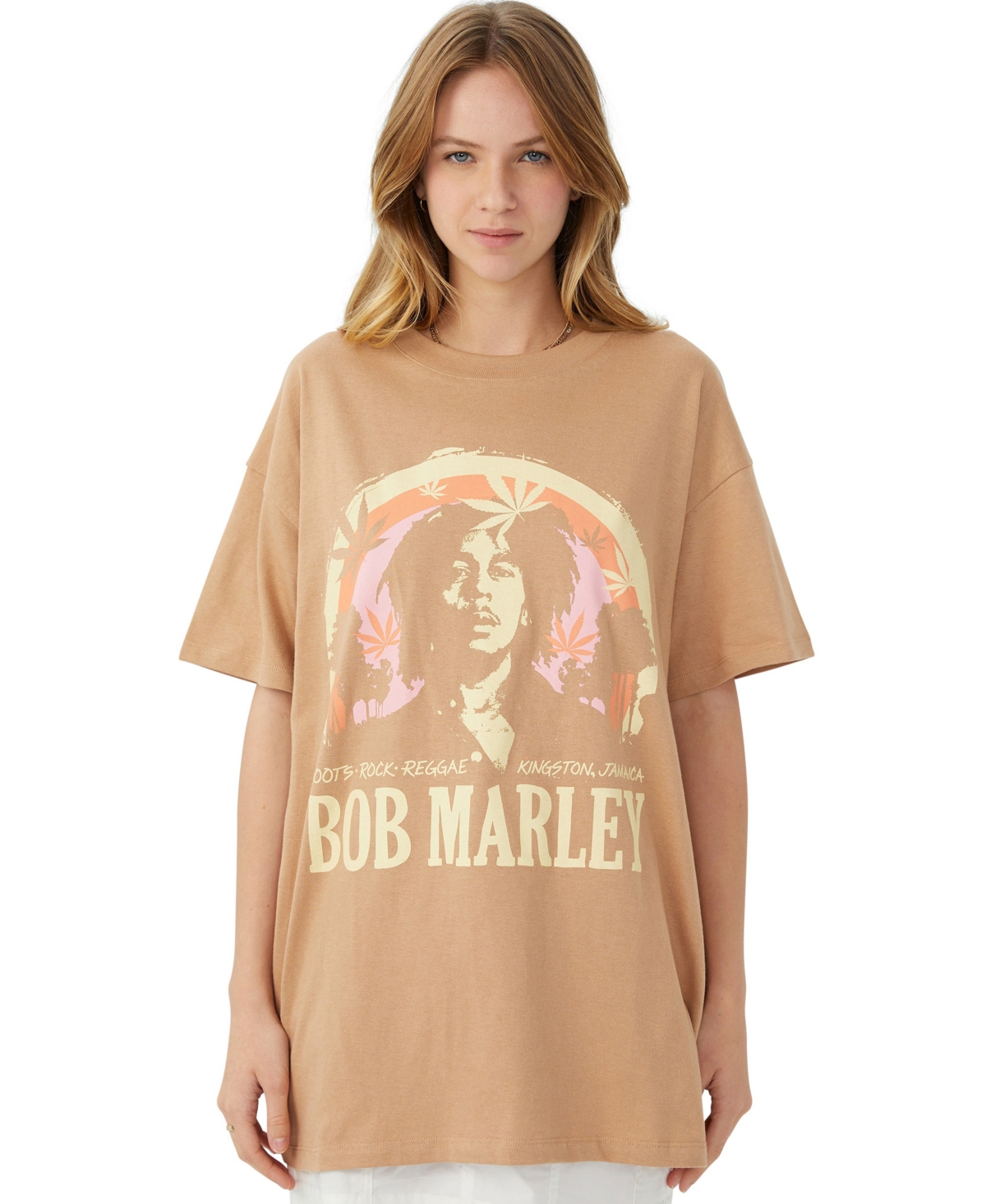 Cotton On Women's The Oversized Hip Hop T-shirt In Bob Marley Roots,mid Taupe
