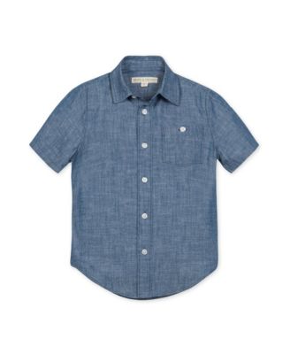 Baby Boys Organic Short Sleeve Chambray Button Down Shirt