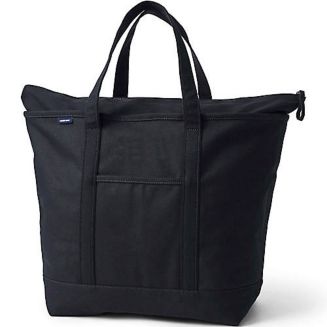 Lands' End Extra Large Solid Color 5 Pocket Zip Top Canvas Tote