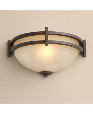 Oak Valley Collection Mission Cottage Sconce Wall Decor Rustic Bronze Hardwired 14 1/2" Wide Fixture Pocket Scavo Glass for Bedroom Bathroom Bedside Living Room Home Hallway - Franklin Iron Works