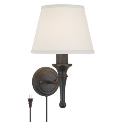 Braidy Farmhouse Rustic Wall Lamp Plug-in 7" Fixture with Empire Shade