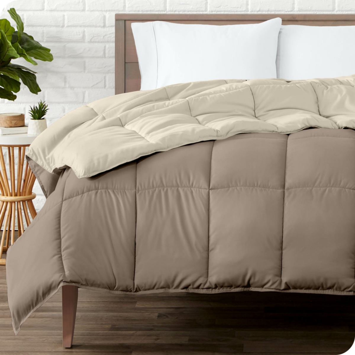 Bare Home Reversible Down Alternative Comforter Xl - Taupe - sand