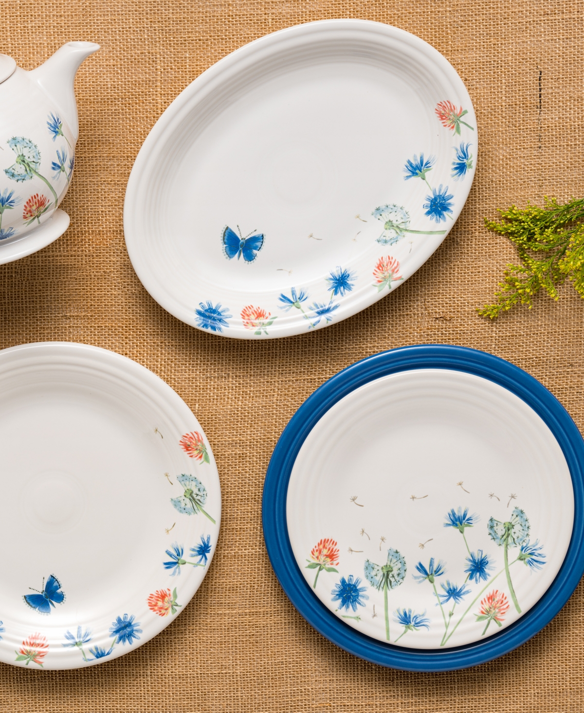 Fiesta Breezy Floral Oval Platter In Multi Color Design With  Colors