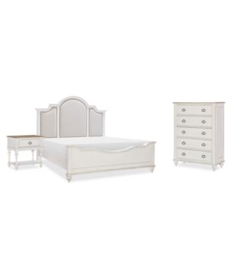 Mandeville 3pc Bedroom Set (Upholstered Queen Bed + Drawer Chest + 1-Drawer Nightstand)
